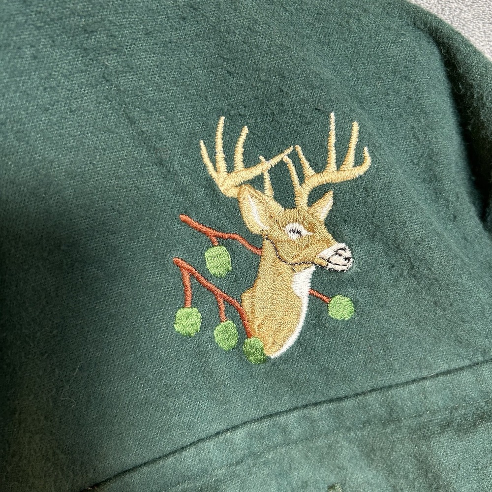 VTG Embroidered Deer Chamois Hunting Shirt Mens Small Long Sleeve Flannel